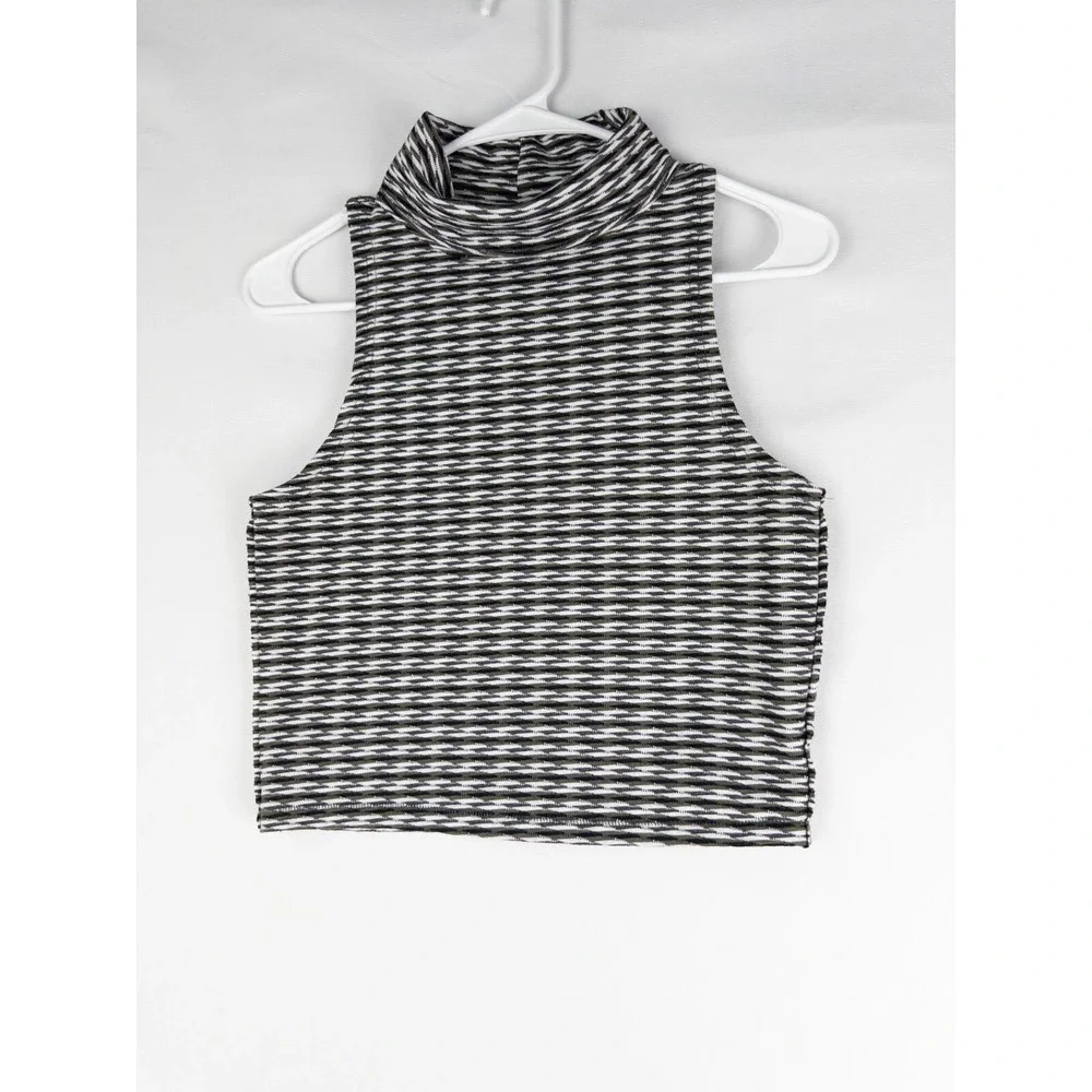 Free People Turtleneck Blouse Top Womens Small‎ Zebra Sleeveless Pullover Boho